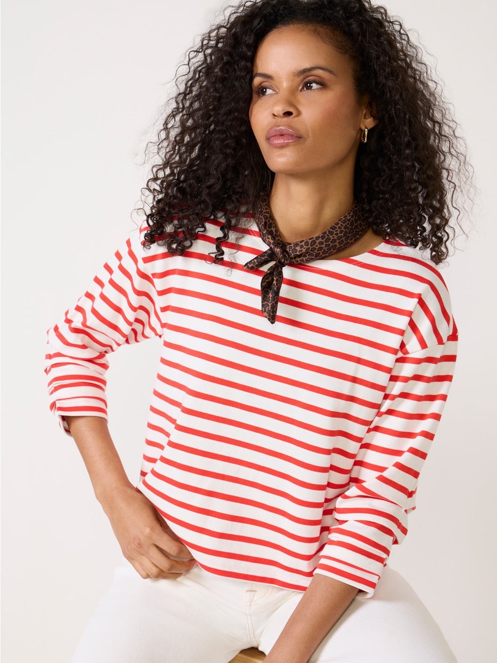 NWT Evereve Baily Shirred Sleeve top Pima cotton S